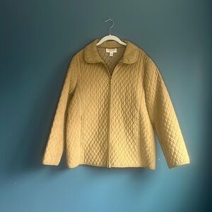 Talbots tan quilted faux suede zip up jacket‎ woman’s size XL